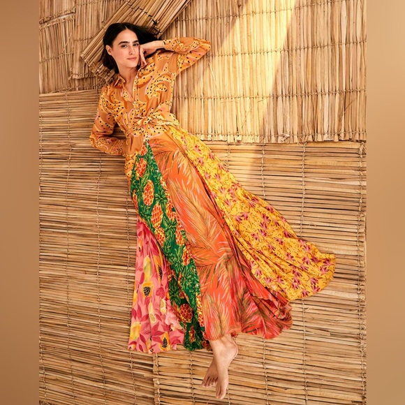 NWOT FARM Rio Mixed Prints Maxi Chemise Dress XL - Picture 4 of 16